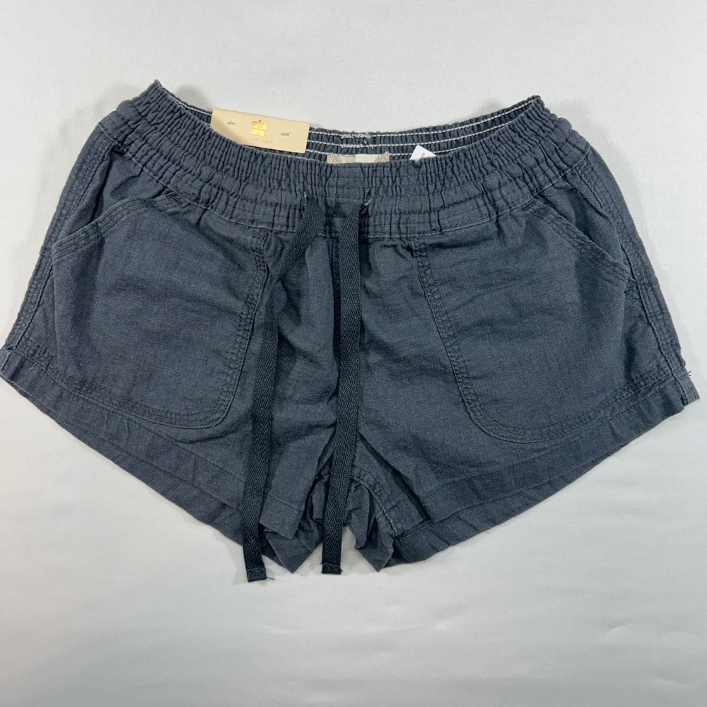 Altar'd State Charcoal Gray Linen Blend Drawstring Shorts Womens Small New
